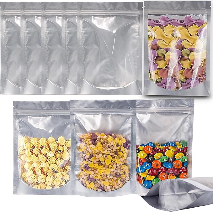 Wisesorb 1 Gallon 480 Packs Mylar Bags For Food Storage, 10"x 14" Mylar Bags With Window, Freeze Dried Candy Bags, Reusable Storage Bags For Food, Mylar Food Storage Bags for Long Term Food Storage