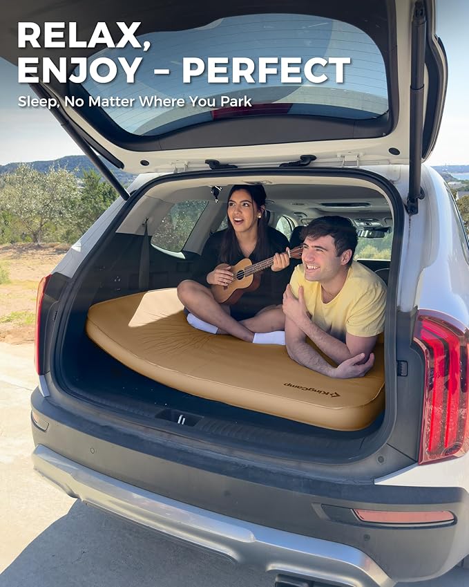 KingCamp Self Inflating Sleeping Pad, 6" Ultra Thick R 15.5 Air & Foam Camping Mattress 2 Person, Full Size Double Sleeping Pad for Camp Tent Outdoor Car, PVC Free (Khaki)
