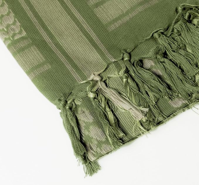 Aonal Military Shemagh Tactical Desert Scarf, 100% Cotton Keffiyeh Neck Head Scarf Wrap for Men Women