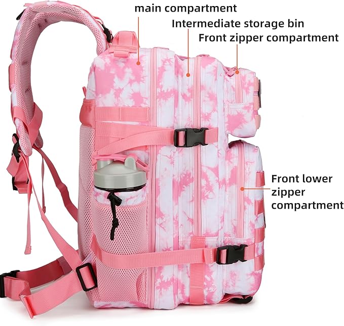 Lovelinks21 45L Tactical Assault Backpack 3 day assault pack with Molle Waterproof backpack Rucksack for Tactical Backpacks (Pink coral)