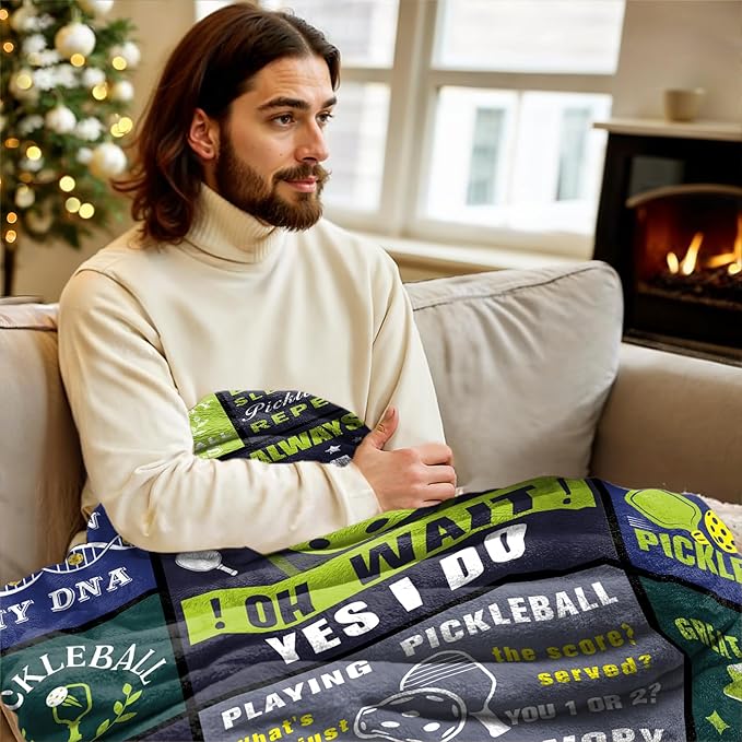 Pickleball Gifts for Women Men Funny, Gifts for Pickleball Lovers, Pickle Ball Gift Ideas for Birthday Christmas Fathers Day Mothers Day, Pickle Ball Accessories, Sport Present Fleece Blanket 60"×50"