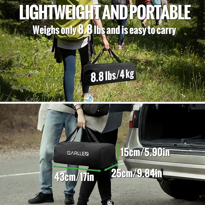 GARLLEN Folding Camping Table, 2-Height Adjustable Portable Picnic Table with Roll-up Tabletop, Lightweight Aluminum Outdoor Table with Storage Net & Carrying Bag for Camping, Picnic, BBQ