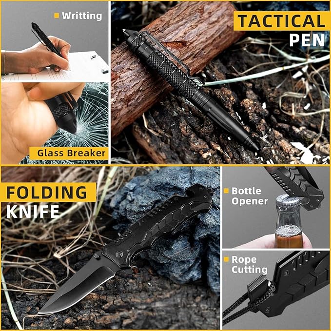 Gifts for Men Dad Husband - Fathers Day, Anniversary Birthday Gifts Idea for Him Boyfriend Man- Survival Kit 14 in 1, Survival Gear and Equipment, Fishing Hunting Camping Accessories, Cool Gadgets