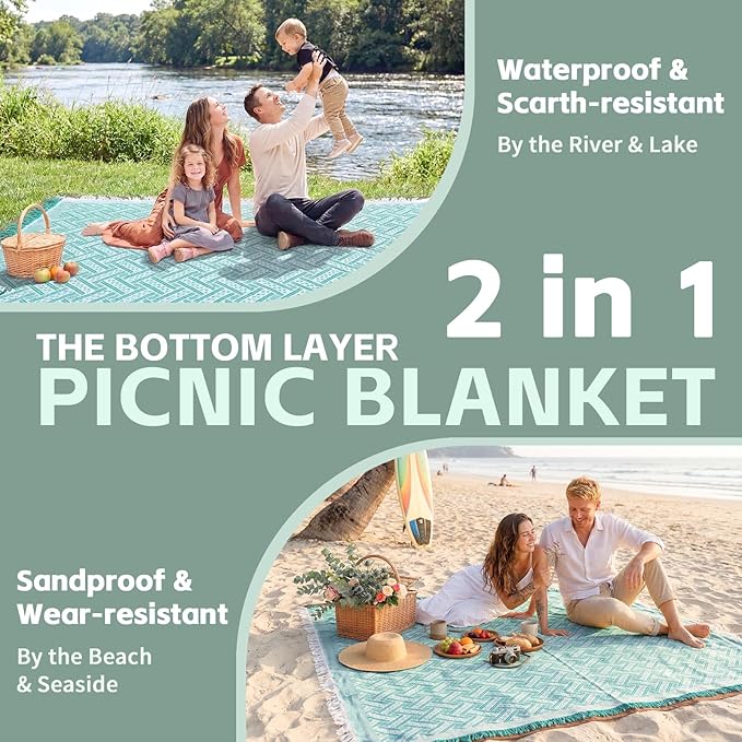 2 in 1 Extra Large Boho Beach Blanket Towel Giant Woven Outdoor Picnic Mat Camping Gear Cruise Essential 2025 Summer Vacation Must Have Airplane Travel Accessories Costa Rica Bahamas Hawaii Trip Stuff