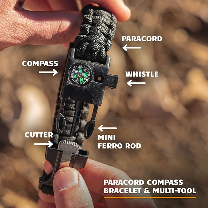Bushcraft Survival Ferro Rod Fire Starter Kit & Backpacking Multitool | Flint and Steel Striker | Waterproof Magnesium Farrow Rod Tool & Firestarter for Campfires