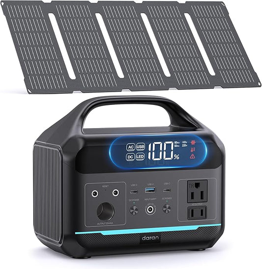 Solar Generator with Panels Included - Portable Power Station 300W with 30W Solar Panel, 192Wh(60000mAh) LiFePO4 Battery, Power Bank 8-Port Design w/2 AC Outlets for Home,Laptop, RV,Hurricane,Camping