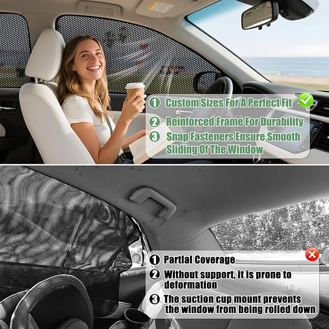 ZATOOTO Car Window Shades for Honda CR-V 2017-2022, 4 Pack CR-V Sun Shade Side Window, Breathable Mesh Car Window Screen for Camping Napping Baby UV Protection