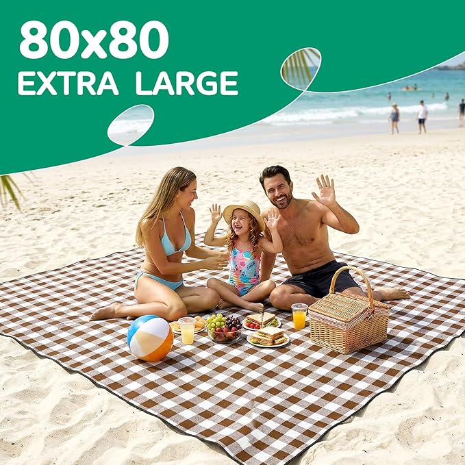 Waterproof Beach Blanket Picnic Outdoor Camping Mat Oversized Extra Large Foldable Sandproof Sand Free Resistant Big XL Giant Towel Hawaii Honeymoon Essentials Women Summer Must Have Vacation Gift