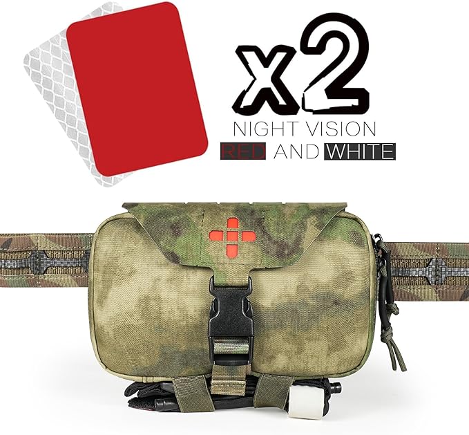 Ifak Pouch-Rapid Deployment Tactical MOLLE Trauma Kit Pouches, Quick Release Tear-Off Medical First Aid Kit Organiser with Red Immediate Identify for Emergency Surviva.