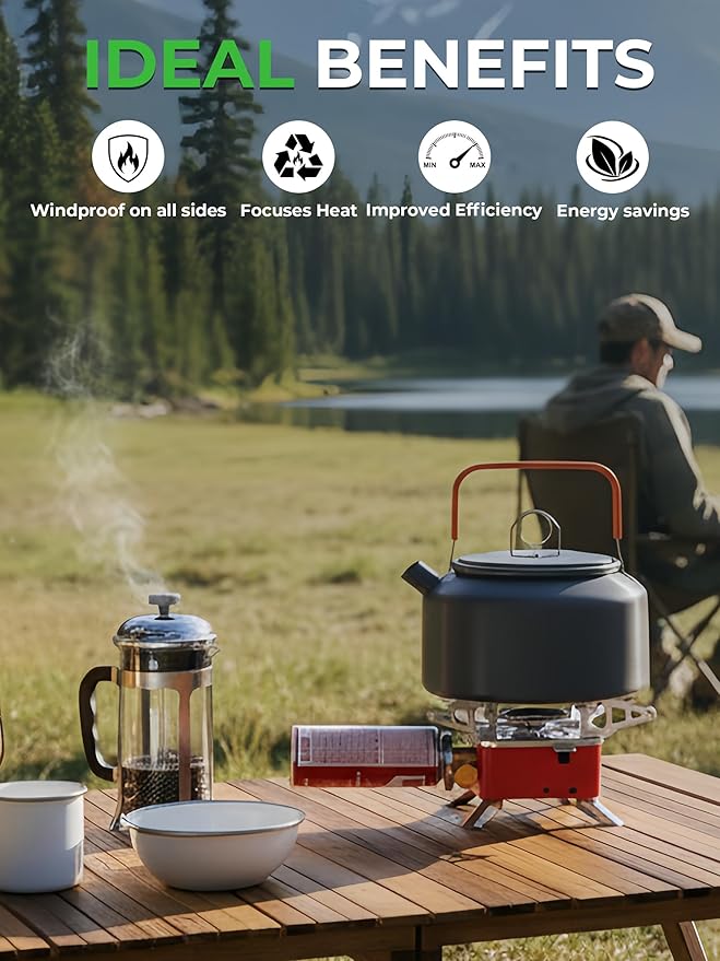 SYIPO Portable Camping Stove, Ultralight Backpacking Stove with Stable Support Wind-Resistance Camp Stove, Mini Outdoor Folding Metal Camping Gas Stove for Camping, Hiking, Cooking, ect.