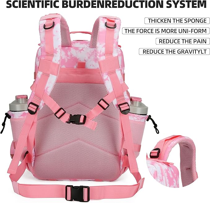 Lovelinks21 45L Tactical Assault Backpack 3 day assault pack with Molle Waterproof backpack Rucksack for Tactical Backpacks (Pink coral)