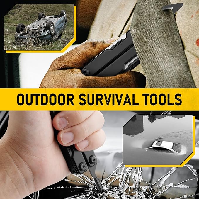 BIBURY Mini Multitool BI2052AB, EDC Multitool Scissors w/Window Breaker, Seat Belt Cutter, Bottle Opener for Outdoor Survival, TSA Approved Keychain Multi-tool Cool Gadget, Gift for Men Women