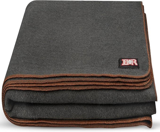 Ever Ready First Aid Military Wool Blanket 80% Wool - Warm, Washable, Perfect for Outdoors, Camping, Picnics, Travel, Car & Bushcraft Emergency Blanket, 96" x 66", 5 lbs. - Grey – Twin Size