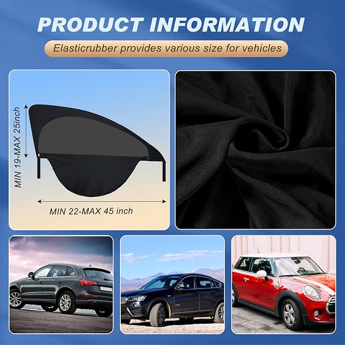 Tallew 4 Pcs Car Window Shades Screen Breathable Car Side Windows Shades Cover Mesh Front Rear Sun Universal Side Automotive Cover for Protection Camping Privacy Blackout(19-25 in, 22-45 in)