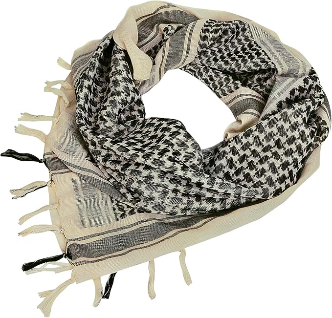 Aonal Military Shemagh Tactical Desert Scarf, 100% Cotton Keffiyeh Neck Head Scarf Wrap for Men Women