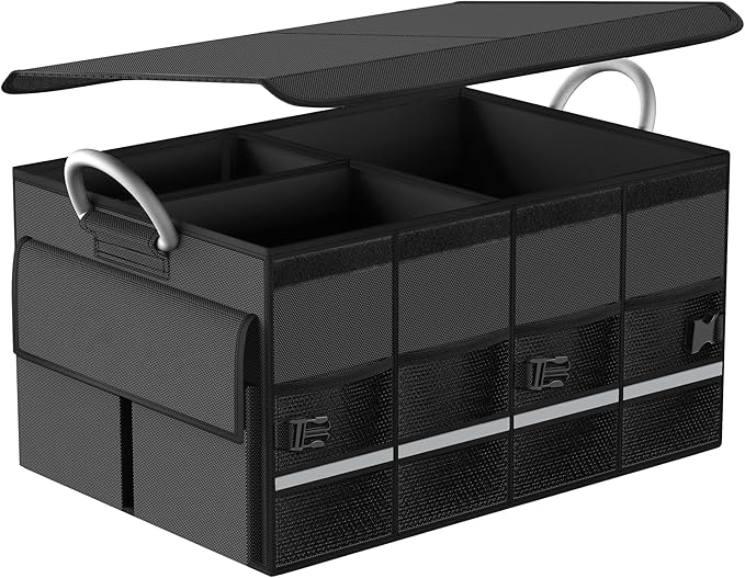 Trunk Organizer for SUV - Car Organizer with Removable Cooler Bag,Collapsible Multi Compartment 1680D Waterproof Sturdy Cargo Storage for Car Accessories Women Men (Extra Large)