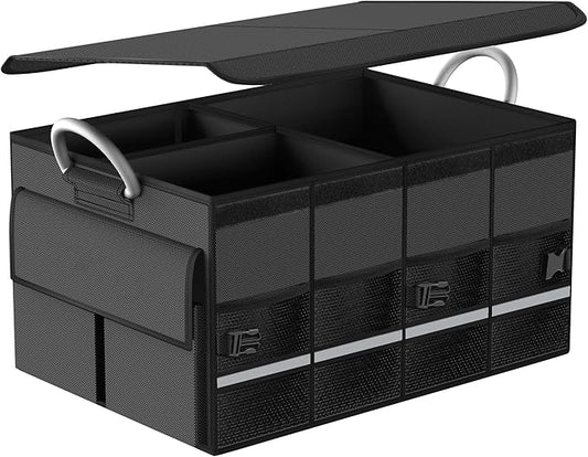 Trunk Organizer for SUV - Car Organizer with Removable Cooler Bag,Collapsible Multi Compartment 1680D Waterproof Sturdy Cargo Storage for Car Accessories Women Men (Extra Large)