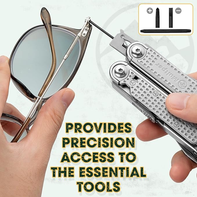 Multper Multitools Pliers Pro, Upgraded Multi Tool With Damascus Knife, Replaceable Wire Cutters and Screwdirver Set, Foldable Multitools with Scissors, Screwdriver, Ideal for Camping,Survival, Repair