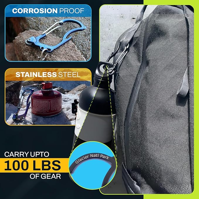 OUTDOOR ELEMENT Firebiner Custom Engraved 6-in-1 Fire Starter Carabiner Multitool – Survival Gear EDC Keychain with Utility Blade, Bottle Opener, Screwdriver, Emergency Tool