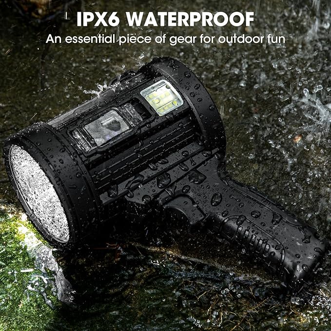 Kmivo Rechargeable Spotlight, 2,000,000 Lumens Super Bright Handheld Led Flashlight, Outdoor Spot Light with Cob Light and Solar Panelsfor Boating Camping