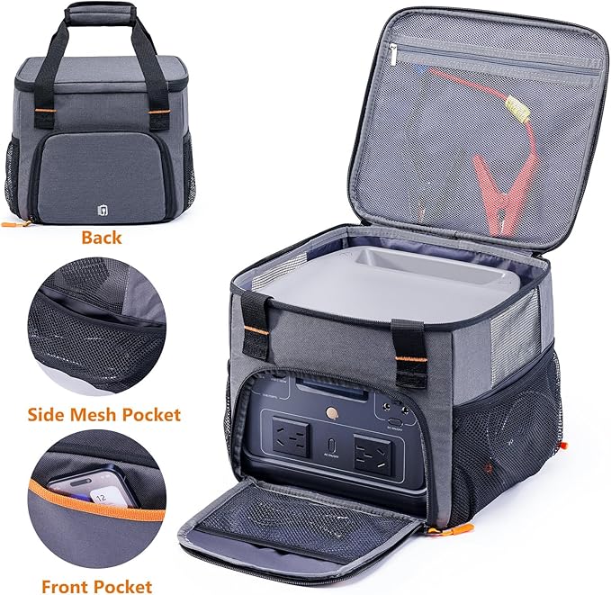 Heavy-Duty Portable Power Station Storage Bag Compatible with Ecoflow RIVER 2 Max and RIVER 2 Pro Solar Power Station Carrying Case for Outdoor Camping Essentials Case Only