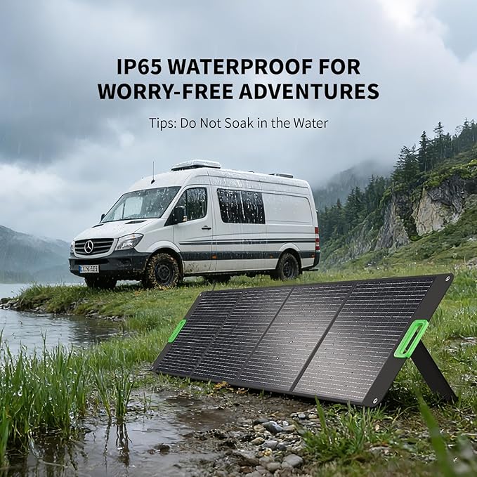 200W Portable Solar Panel, 23.5% High Efficiency ETFE Foldable Solar Charger for Power Station, IP65 Waterproof w/ 4 Kickstands, MC4 XT60 Anderson DC 4-in-1 Output for RV Camping Outdoor Emergency