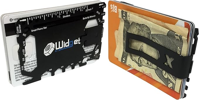 W4W, Multi purpose survival Pocket tool - 43 in 1 - credit card wallet size Ninja Multitool With Money Clip (Black)