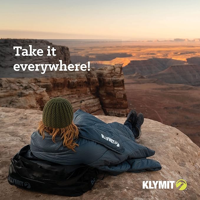 Klymit Horizon Travel Packable Camping Blanket and Comforter, Blue/Black