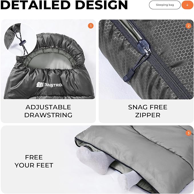 Sleeping Bag for Adults Warm Weather, Compact Lightweight Backpacking Sleeping Bag with Compression Sack, Camping Essentials Gear for Hiking Travel Climbing Outdoor & Indoor Use