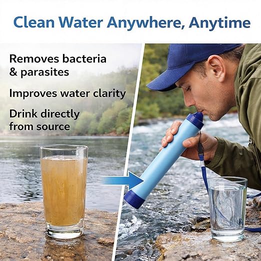 Hoteam 6 Pack Personal Water Filter Straws for Hiking & Camping Portable Emergency Water Purifier for Outdoor Backpacking Travel Disaster Preparedness Removes 99.99% of Dust