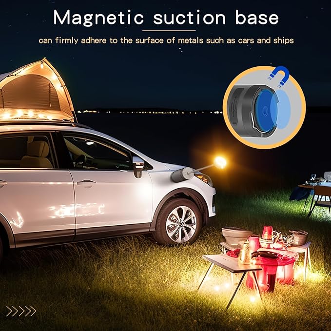Camping Lights Rechargeable, Detachable Camping Lantern with Stand, Telescopic Waterproof Camp Lamp, Magnetic Work Hanging Light, LED Tent Flashlights for Emergency (Slate Gray Pro)