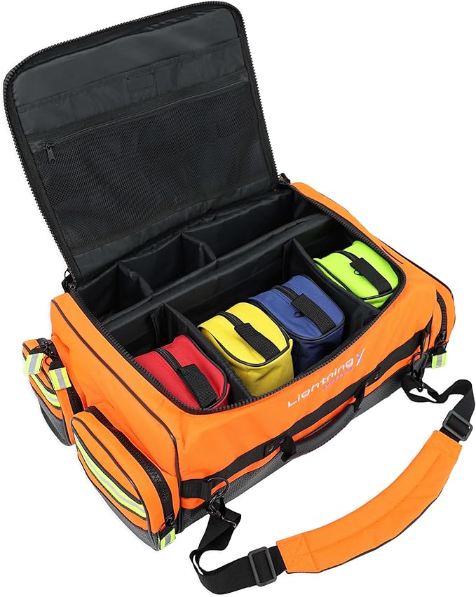 Lightning X Personalized Modular Oxygen Trauma Bag w/Hidden Cylinder Compartment, Accessory Pouches & Custom Embroidered Name Or Logo - LXMB65 Orange