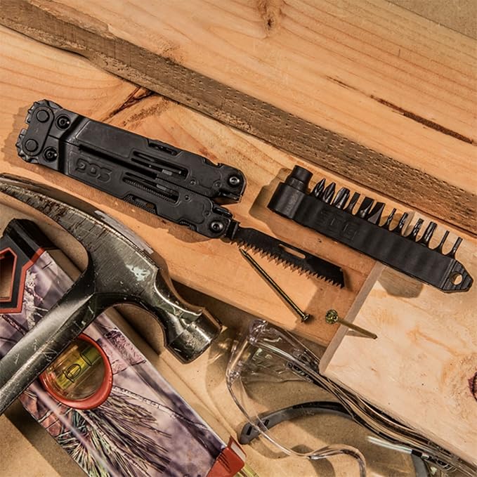 SOG PowerAccess Deluxe All-Around Heavy Duty Stainless Steel Multi-Tool w/Nylon Sheath, Two Knife Blades, Can & Bottle Opener, Black