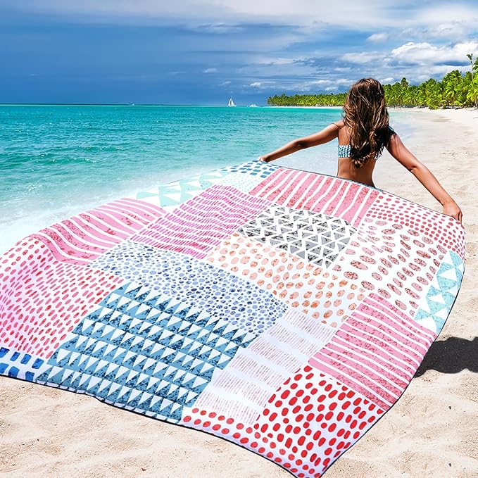 HIHOHO Beach Blanket Waterproof Sandproof Extra Large Beach Mat 79" X 83"/120"x108"for 1-8 Adults Quick Drying Durable Outdoor Picnic Mat for Beach Travel Camping Hiking