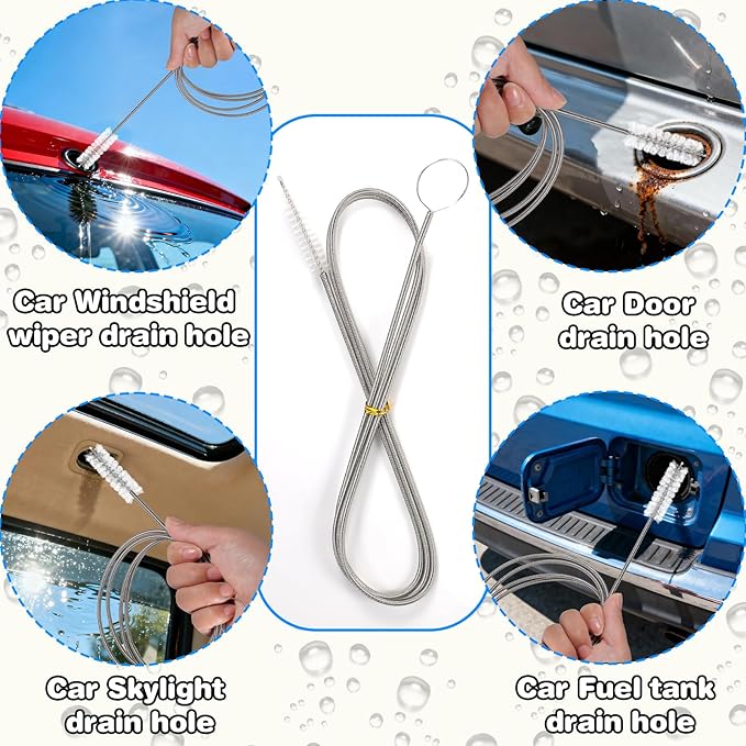 Ixiaoyoo Cleaning Brushes Set, 10 Pieces 8 Inch Nylon Tube Brush + 60 Inch Flexible Long Drain Brush, Hose Pipe Brush, Suitable for Home Kitchen, Bathroom, Fish Tank, Water Pump Accessories (White)
