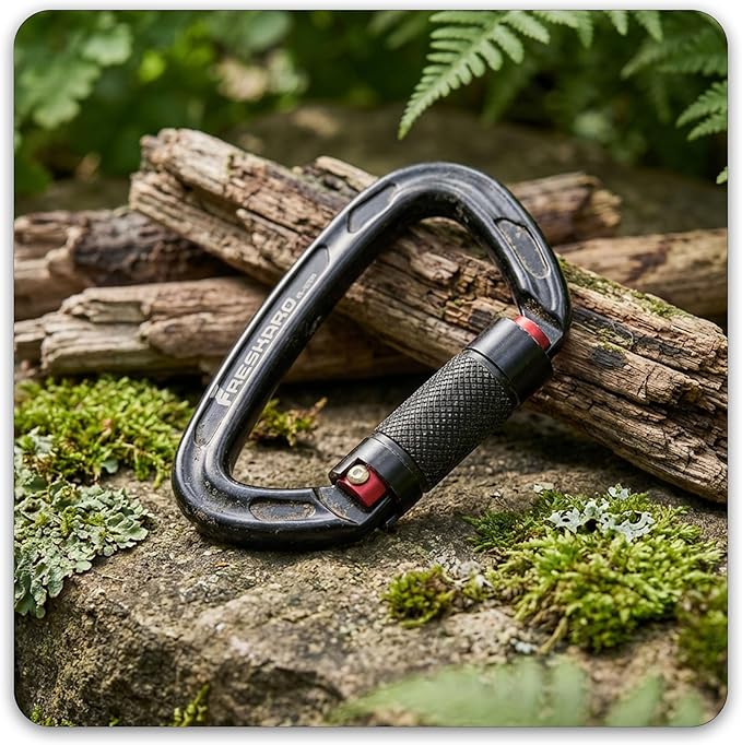 FresKaro UIAA Certified 25KN Auto Locking Climbing Carabiner Clips, Twist Lock, and Heavy Duty Carabiners for Rock Climbing, Rappelling, and Mountaineering, D Shaped