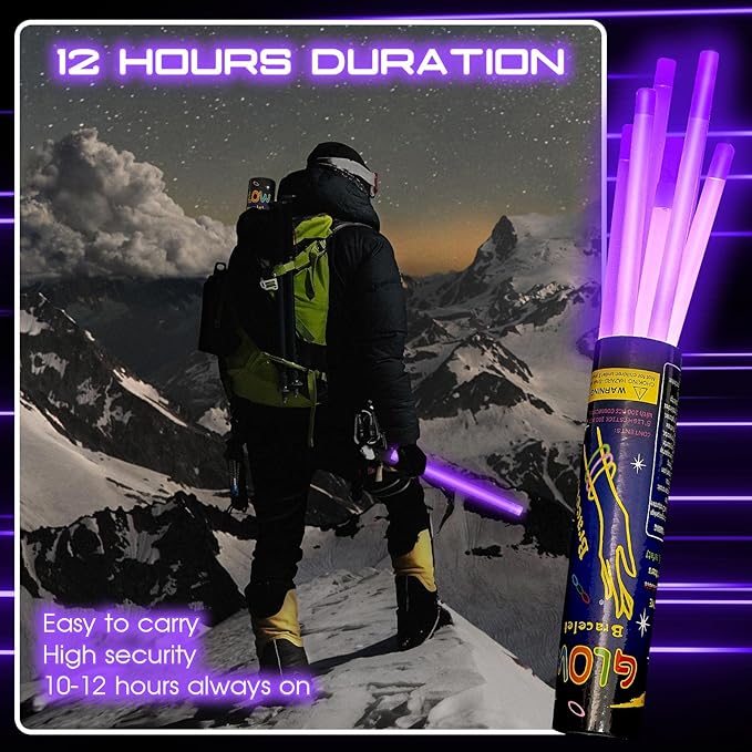Lewtemi 10 Pcs Large Glow Sticks Big Giant Jumbo Halloween Christmas Emergency Light Stick for Camping Accessories, Survival Kit