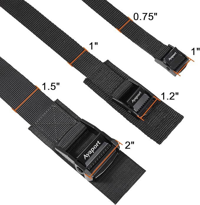 Ayaport 1.5 inches 8feet Cam Buckle Tie Down Lashing Straps with Adjustable Buckle 4 pcs