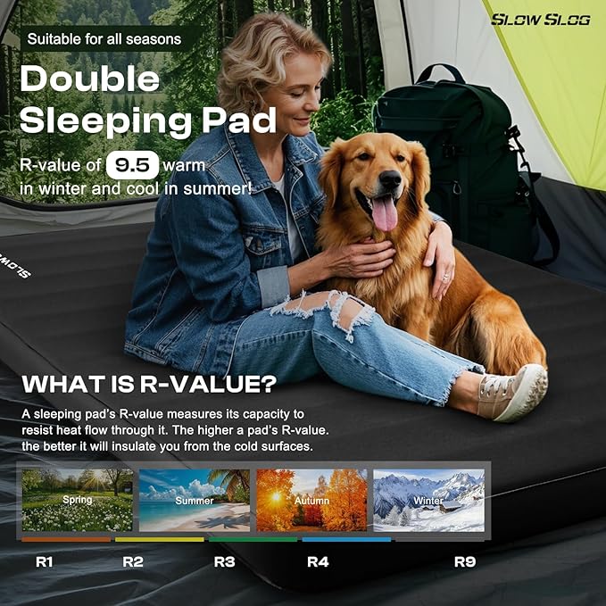 Self-Inflating Sleeping Pad with Portable Electric Air Pump, 4in Thick Memory Foam Camping Mattress for Tent Cot & Car Travel, Fast Inflate & Deflate Camping Pad, Black