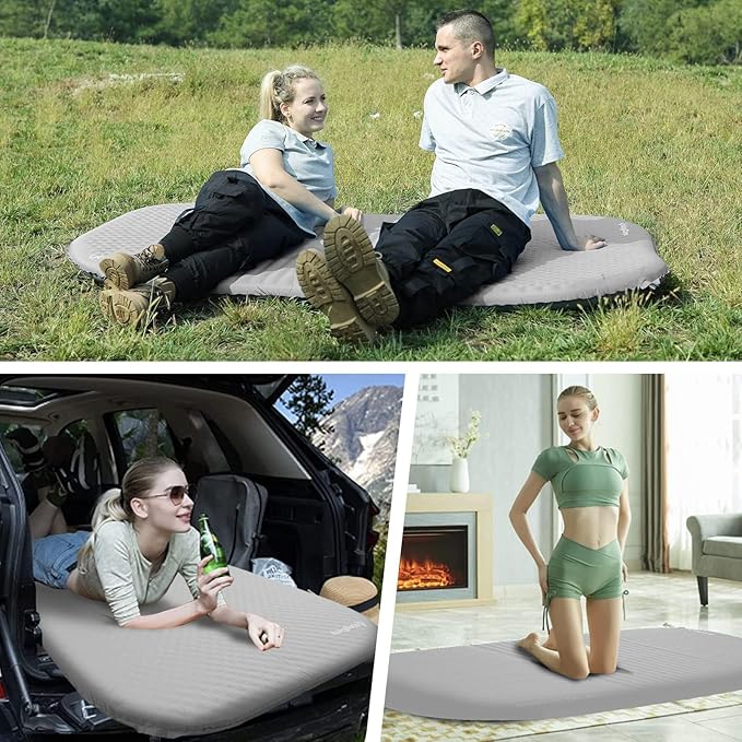KingCamp Self Inflating Camping Mattress, Sleeping Pad for 2 Person Waterproof Comfortable Soft and Warm with Carry Bag Blue