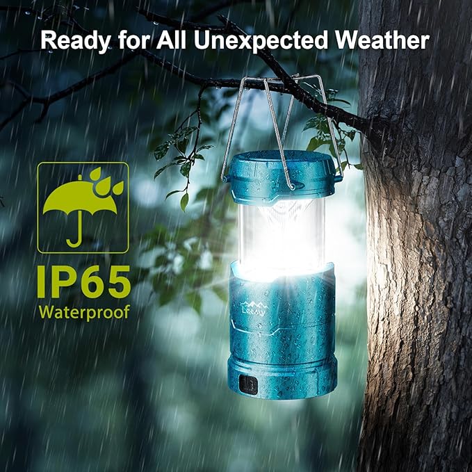 LETMY LED Camping Lantern for Power Outages, 3 Color Modes & Dimmable Battery Powered Lantern, IP65 Waterproof & Collapsible, Lanterns Flashlight Survival Kits for Emergency Hurricane Hiking, 4 Pack