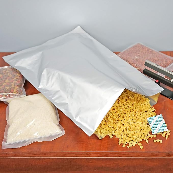 Dry-Packs 5-Gallon, 20"x30" Mylar Bags and 2000cc Oxygen Absorbers, 20 Pack - For Food Shipping & Storage, Silver