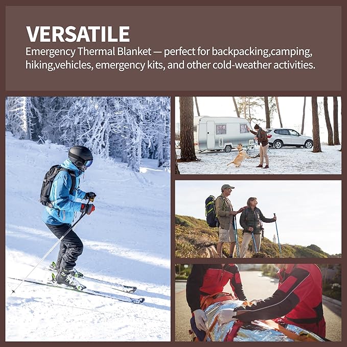 Emergency Blanket 4 Pack, Reflective Thermal Blanket, Space Mylar Blankets Survival Gear,82" X 52"