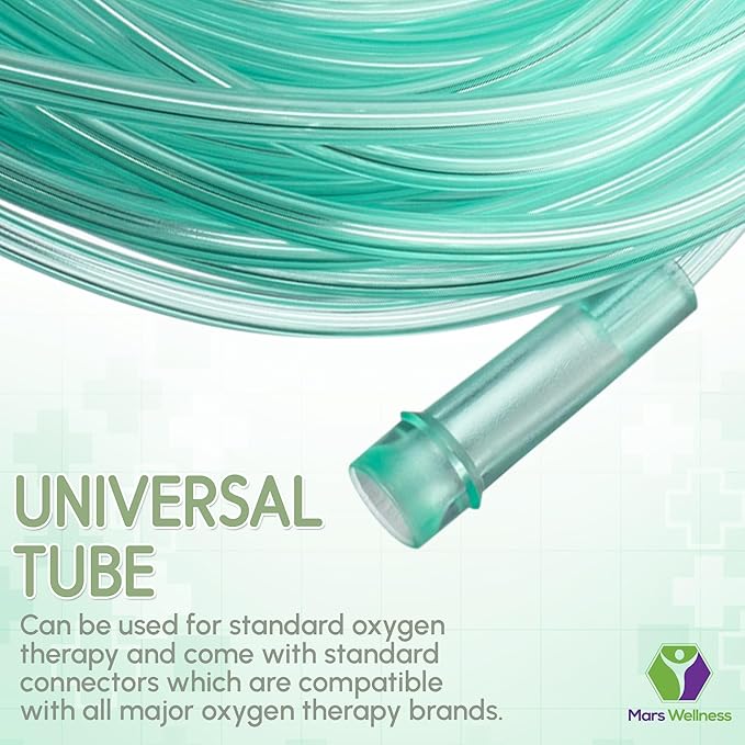 Mars Wellness Oxygen Tubing - Premium Green Crush Resistant Oxygen Tubes - 25 Foot - Pack of 5 Tubes