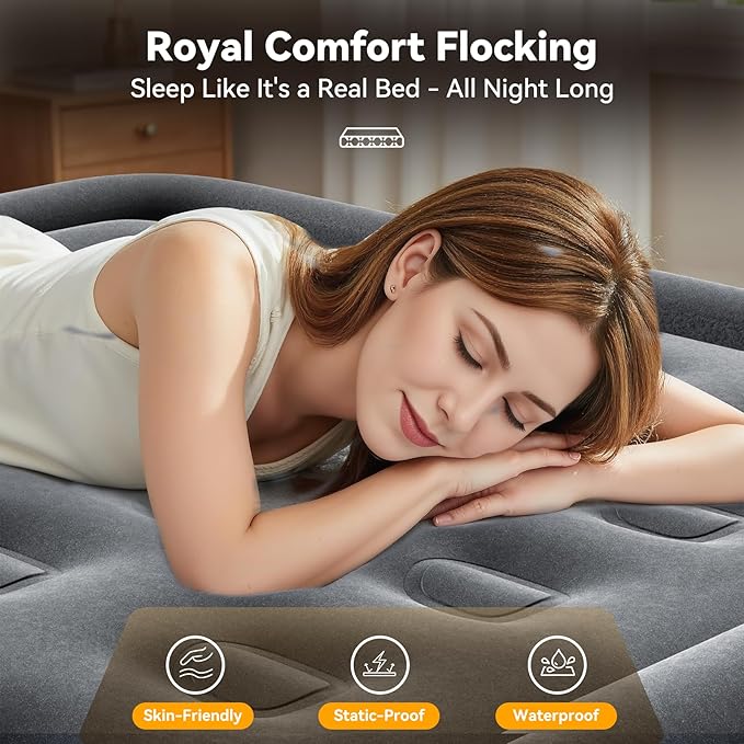 VOSSER Air Mattress Full with Built in Pump,18’’Raised Blow Up Mattress,Self Inflatable Mattress in 3 Mins,Portable Air Bed for Home,Floor&Travel,Full Size Air Mattress for Adults 660LB Max,Black