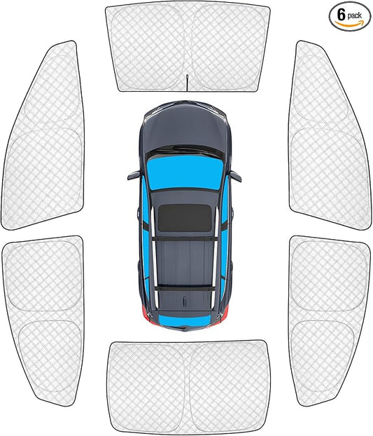 KMF 6pcs Thicken Sun Shades for 2025 2026 Toyota Camry Accessories,Full Car Window Covers Sunshade for Windshield Side Rear, UV Block Sun Visor and Privacy Blackout for Camping Outdoor
