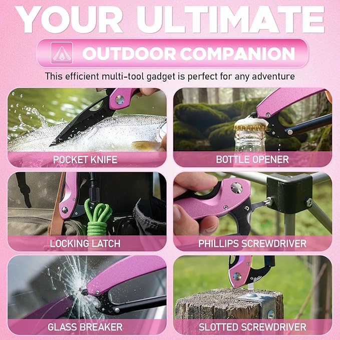 Valentines Day Gifts for Her, Multitool Carabiner, Birthday Gifts for Women Mom Wife, 6-in-1 Keychain Multi Tools With Window Breaker, Bottle Opener And Screwdriver, Survival Gear for Camping Hiking