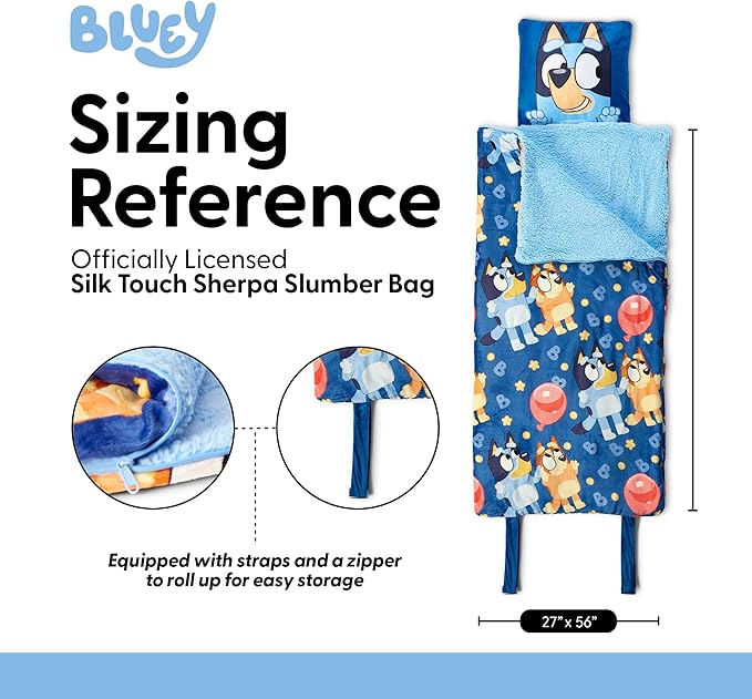 Silk Touch Sherpa Slumber Bag for Boys and Girls, Sleeping Bag with Zipper, 27 x 56 inches