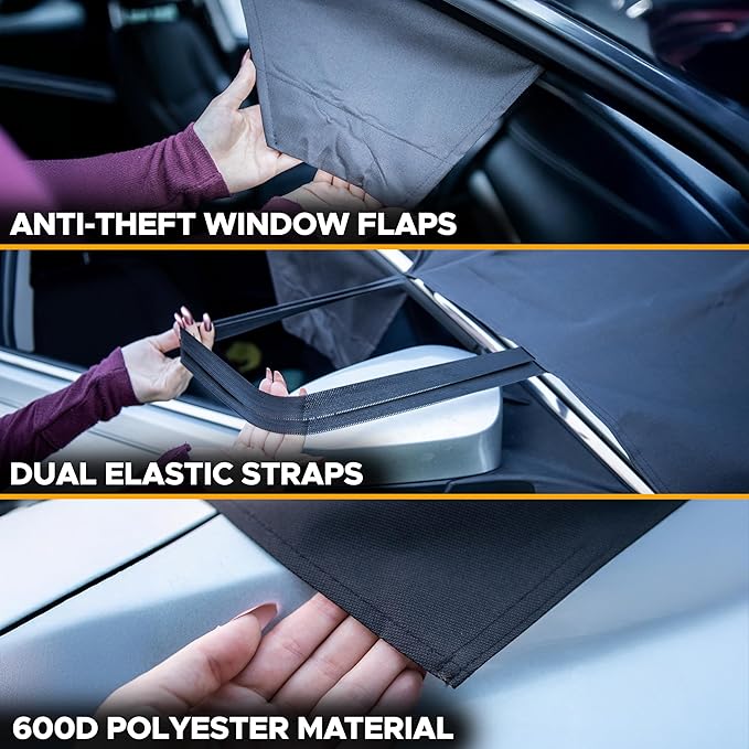 EcoNour Snow Cover for Toyota Tacoma | Heavy-Duty Windshield Cover for Ice and Snow Protection | 600D Oxford Winter Car Cover with S-Hook Straps
