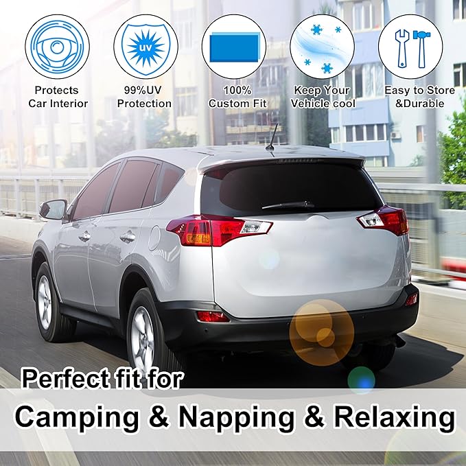 8PCS Windshield Sun Shade Custom Fit for 2013-2018 Toyota RAV4 Accessories Foldable Sunshade Side Rear Window Shade Cover Full Set Privacy Protection Keeps Car Cool